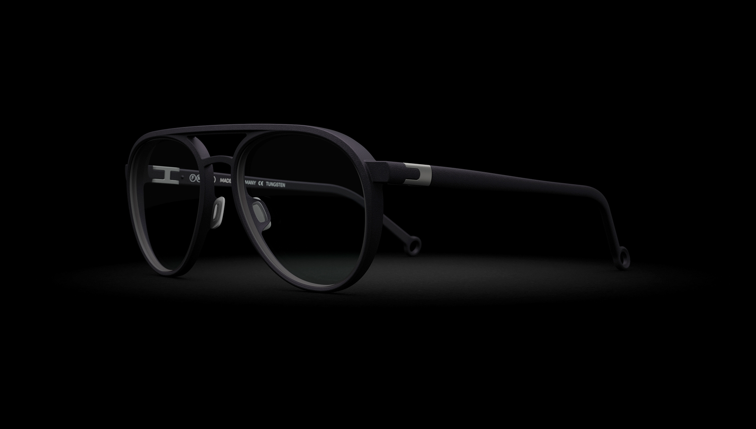 Aviator frame — Tungsten, ¾ view