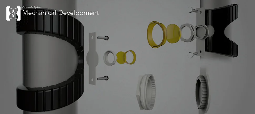 Mechanical development — button assembly exploded view