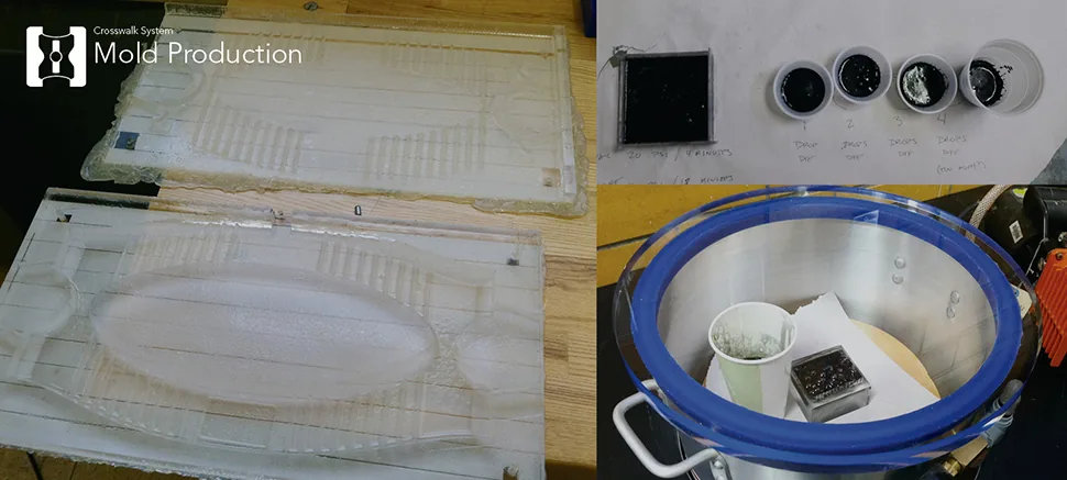 Mold production — pigment mixing and vacuum degassing