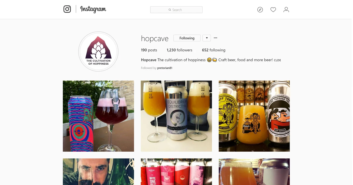 Brand identity — Hopcave mark in application