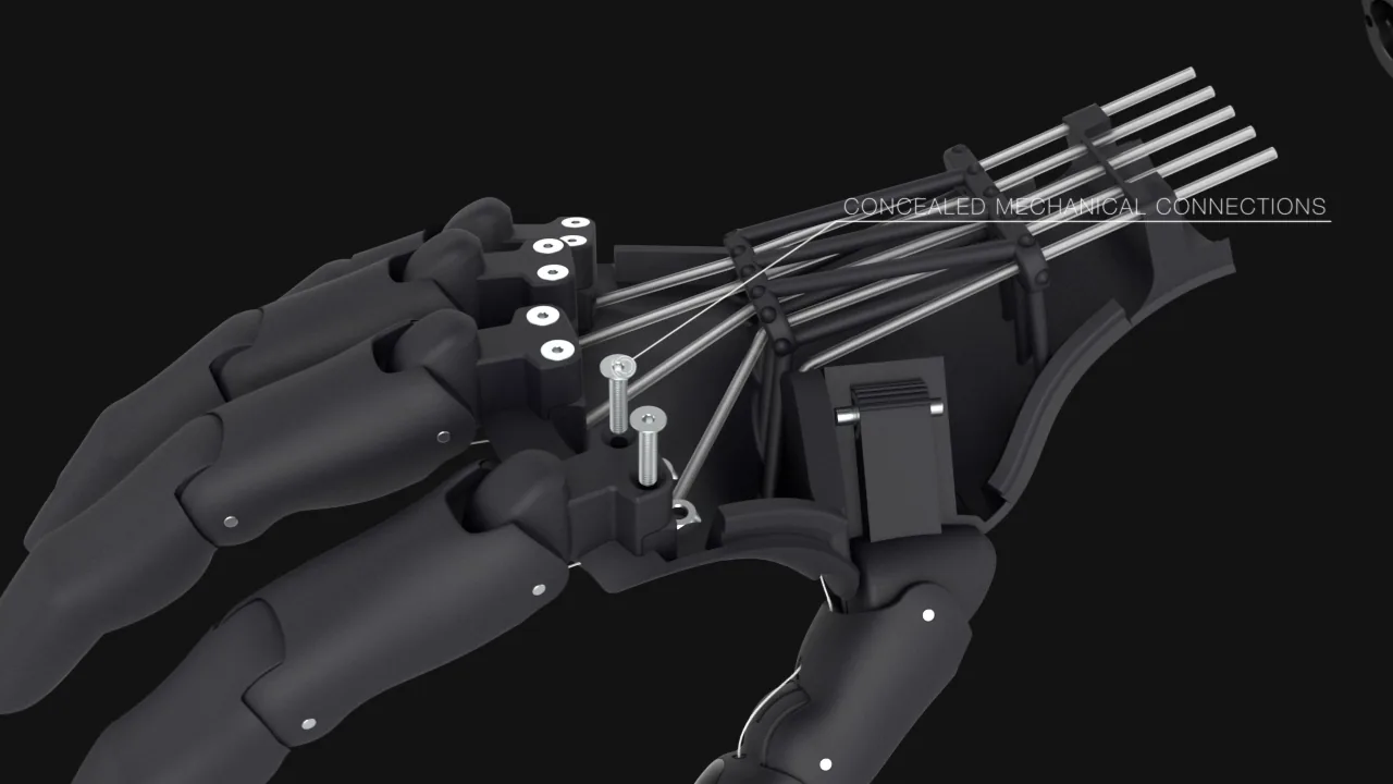 INOPRO hand — concealed mechanical connections