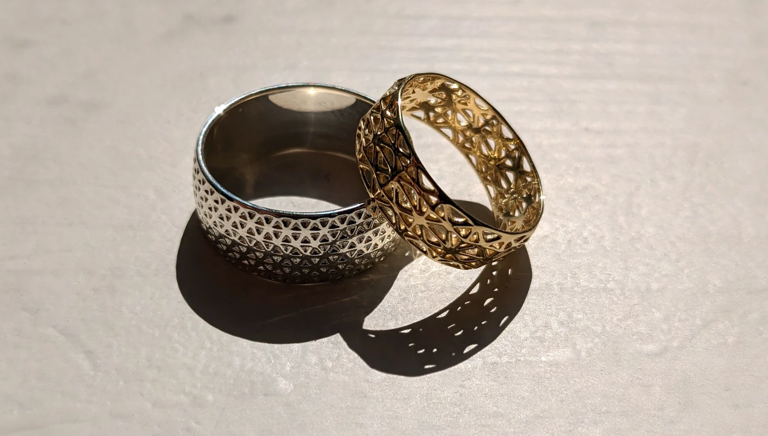 Tidal Ring — cast in silver and gold-plated brass